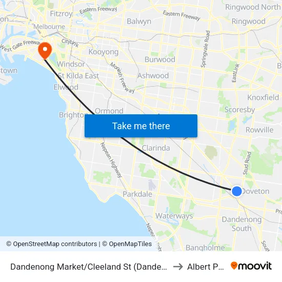 Dandenong Market/Cleeland St to Albert Park map