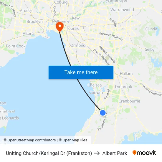 Uniting Church/Karingal Dr to Albert Park map