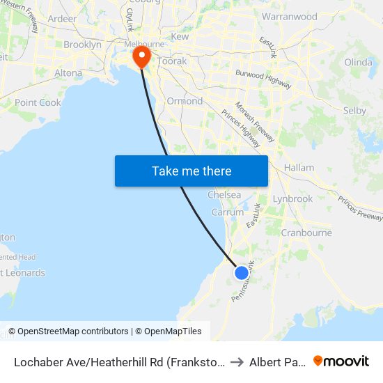 Lochaber Ave/Heatherhill Rd (Frankston) to Albert Park map