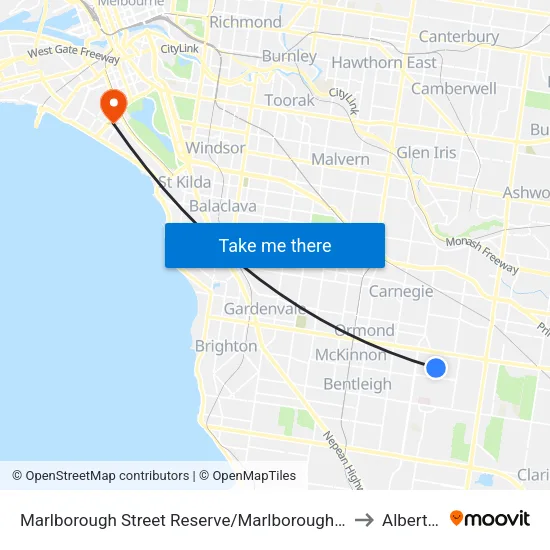 Marlborough Street Reserve/Marlborough St to Albert Park map