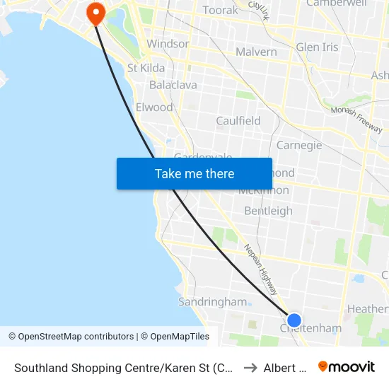Southland Shopping Centre/Karen St to Albert Park map