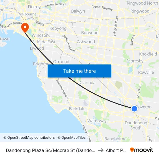 Dandenong Plaza Sc/Mccrae St to Albert Park map