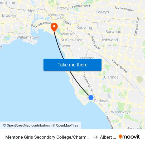 Mentone Girls Secondary College/Charman Rd to Albert Park map
