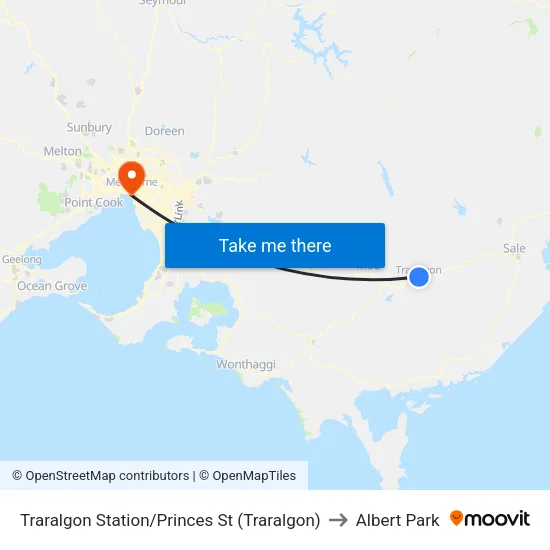 Traralgon Station/Princes St to Albert Park map