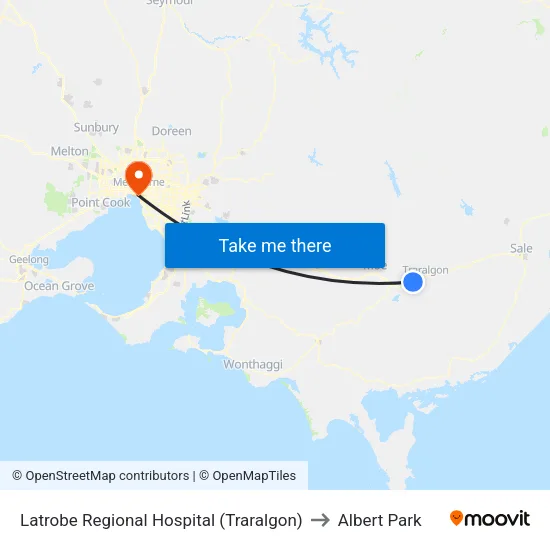 Latrobe Regional Hospital to Albert Park map