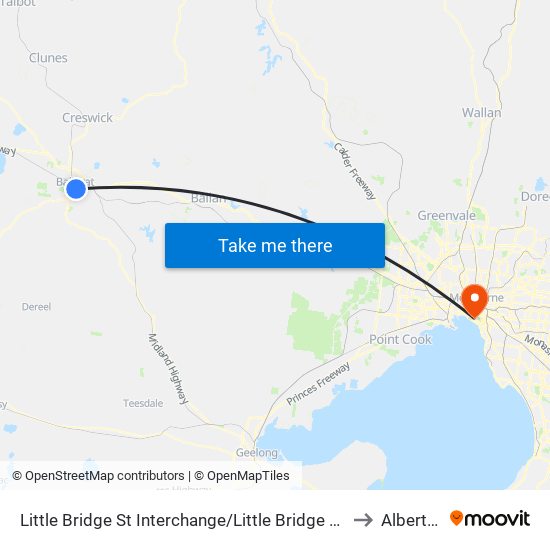 Little Bridge St Interchange/Little Bridge St (Ballarat Central) to Albert Park map