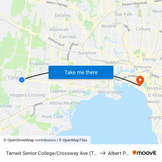 Tarneit Senior College/Crossway Ave to Albert Park map