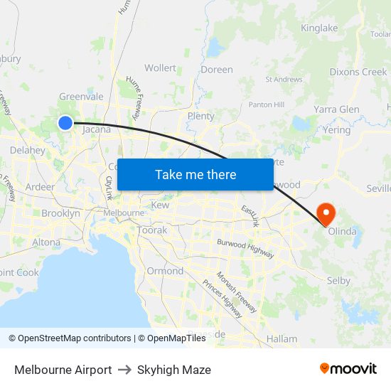Melbourne Airport to Skyhigh Maze map