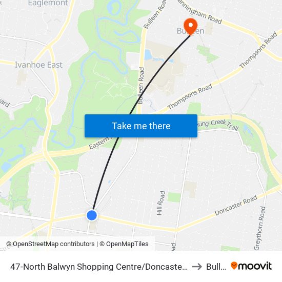 47-North Balwyn Shopping Centre/Doncaster Rd (Balwyn North) to Bulleen map