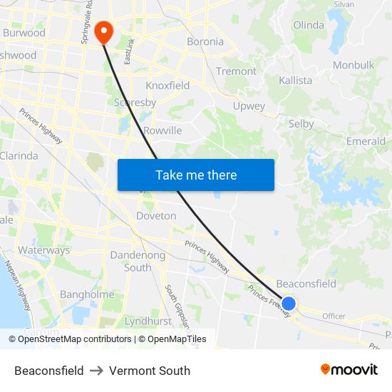 Beaconsfield to Vermont South map