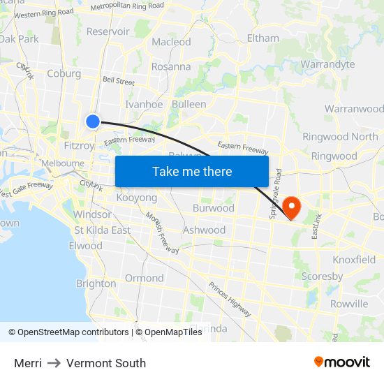 Merri to Vermont South map