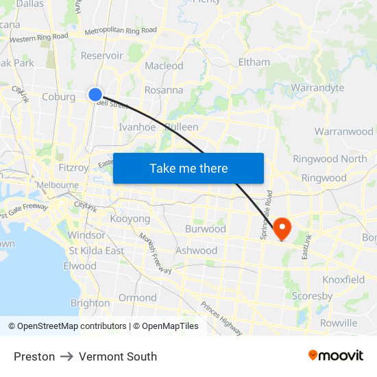 Preston to Vermont South map