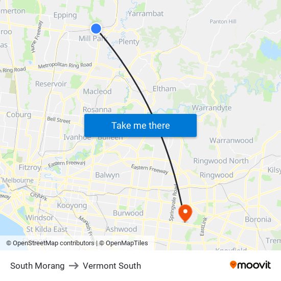 South Morang to Vermont South map