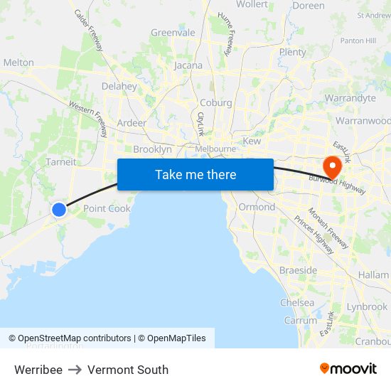 Werribee to Vermont South map