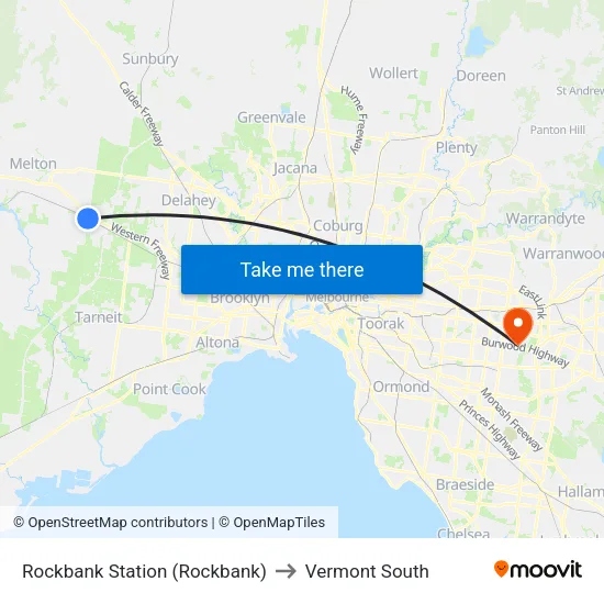 Rockbank Station to Vermont South map