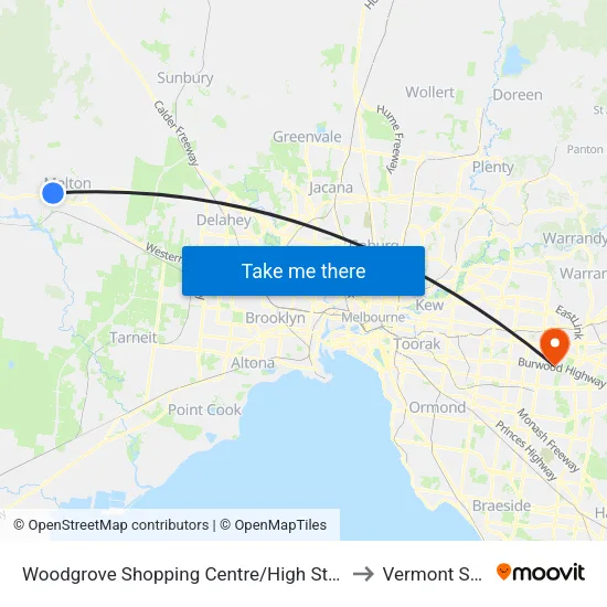 Woodgrove Shopping Centre/High St to Vermont South map