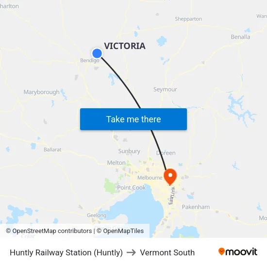 Huntly Railway Station (Huntly) to Vermont South map