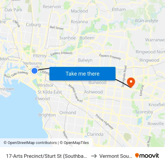 Arts Precinct/Sturt St #17 to Vermont South map