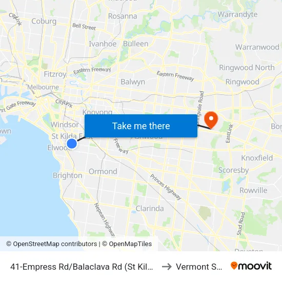 Empress Rd/Balaclava Rd #41 to Vermont South map