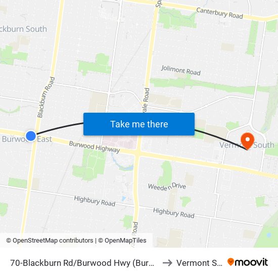 70-Blackburn Rd/Burwood Hwy (Burwood East) to Vermont South map