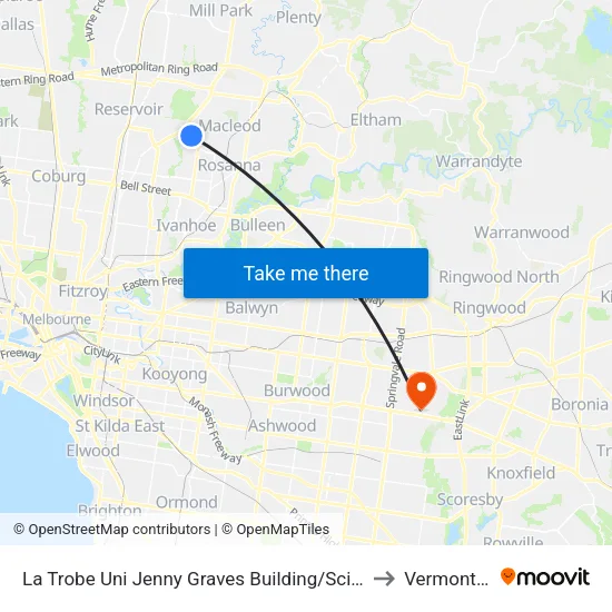 La Trobe Uni Jenny Graves Building/Science Dr to Vermont South map