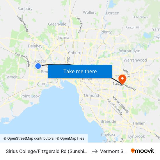 Sirius College/Fitzgerald Rd (Sunshine West) to Vermont South map