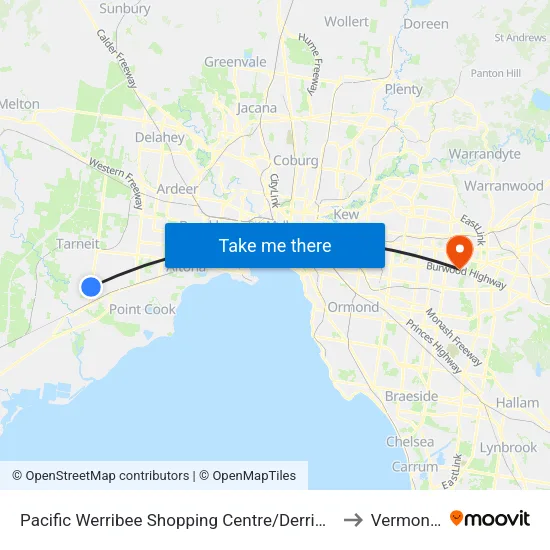 Pacific Werribee Shopping Centre/Derrimut Rd to Vermont South map