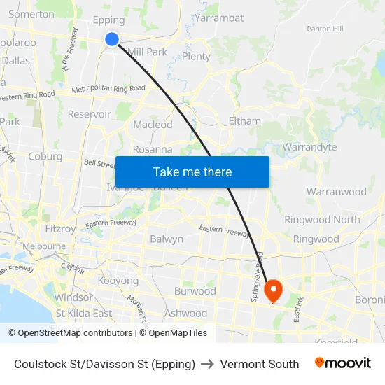 Coulstock St/Davisson St to Vermont South map