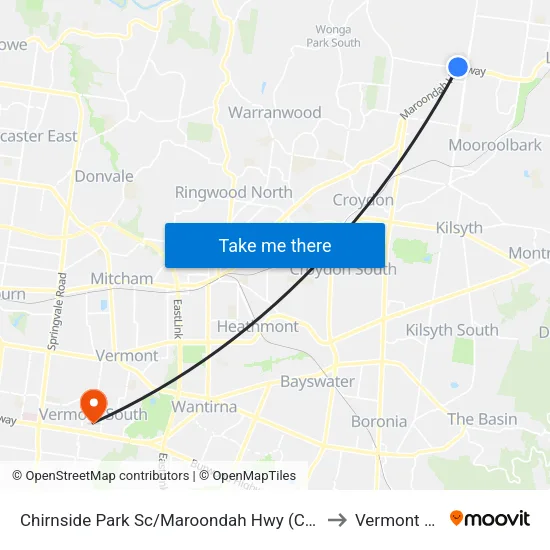 Chirnside Park Sc/Maroondah Hwy to Vermont South map