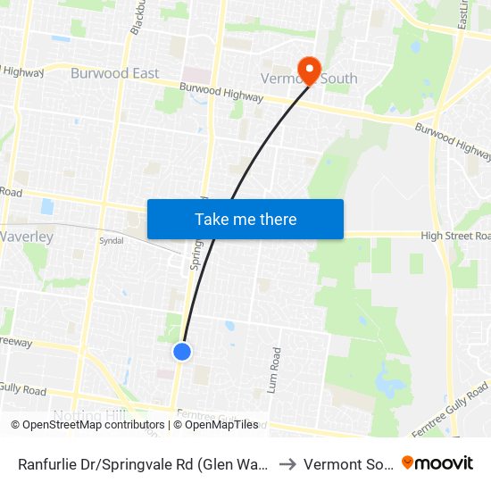 Ranfurlie Dr/Springvale Rd (Glen Waverley) to Vermont South map