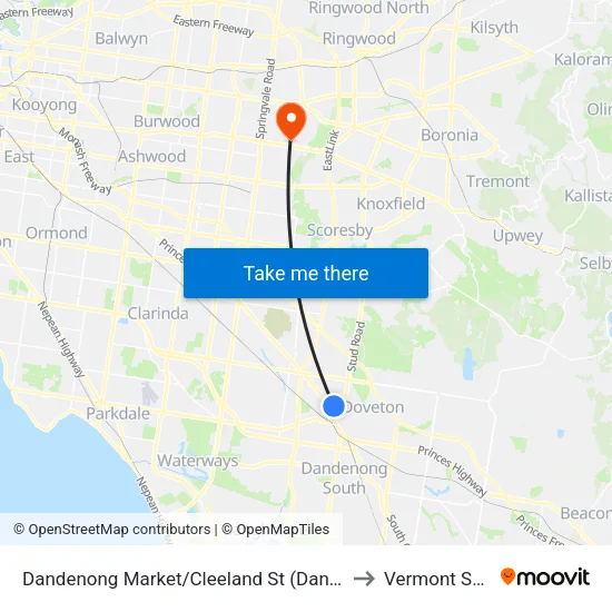 Dandenong Market/Cleeland St to Vermont South map