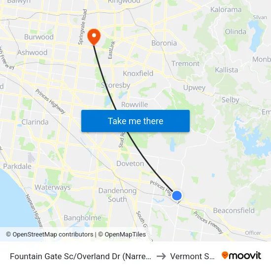Fountain Gate Sc/Overland Dr to Vermont South map