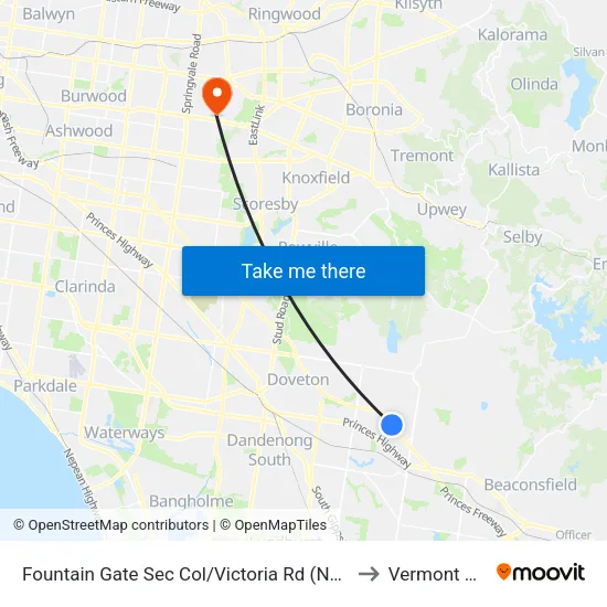 Fountain Gate Sec Col/Victoria Rd to Vermont South map