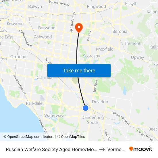 Russian Welfare Society Aged Home/Morwell Ave to Vermont South map