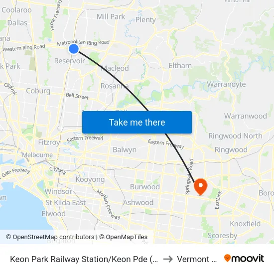 Keon Park Station/Keon Pde to Vermont South map