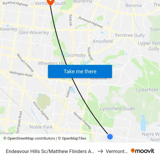 Endeavour Hills Sc/Matthew Flinders Ave to Vermont South map