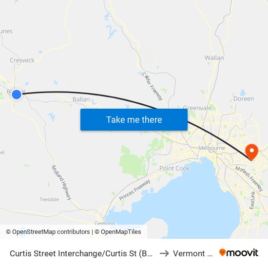 Curtis Street Interchange/Curtis St (Ballarat Central) to Vermont South map