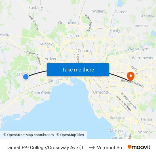 Tarneit P-9 College/Crossway Ave to Vermont South map