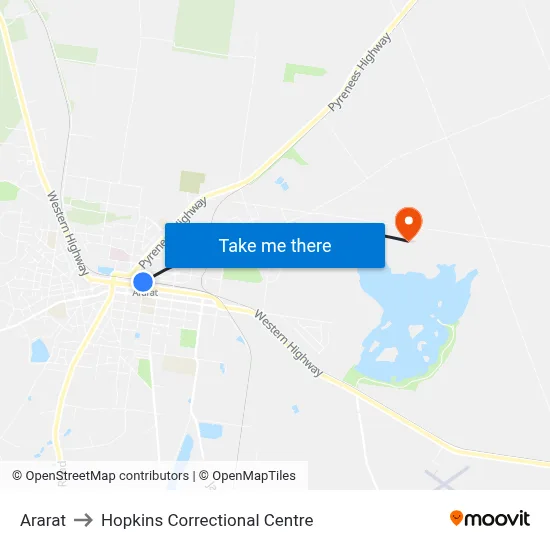 Ararat to Hopkins Correctional Centre map