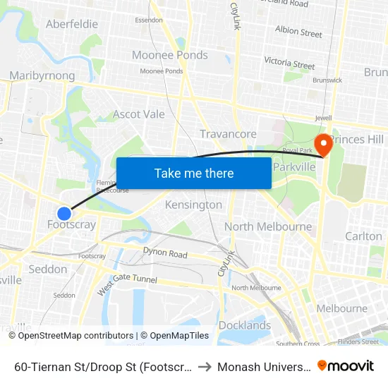Tiernan St/Droop St #60 to Monash University map