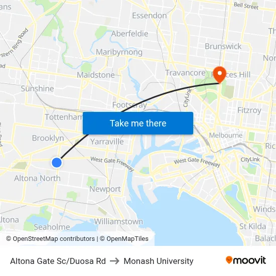 Altona Gate Sc/Duosa Rd to Monash University map