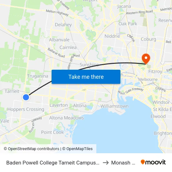 Baden Powell College Tarneit Campus/Baden Powell Dr to Monash University map