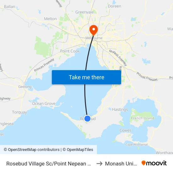 Rosebud Village Sc/Point Nepean Rd to Monash University map
