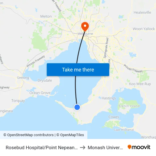 Rosebud Hospital/Point Nepean Rd to Monash University map