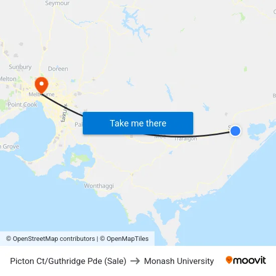 Picton Ct/Guthridge Pde to Monash University map