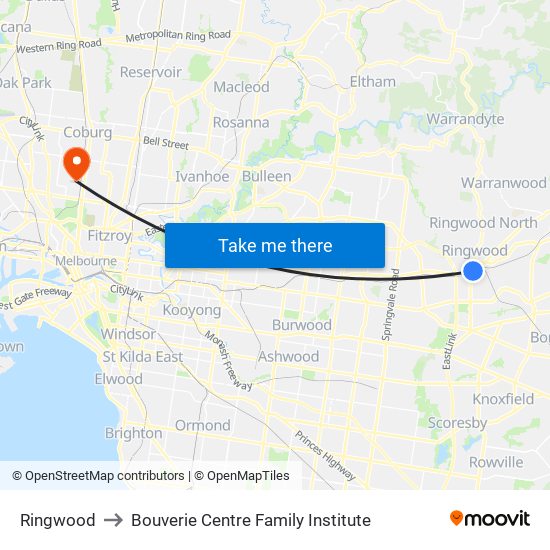 Ringwood to Bouverie Centre Family Institute map