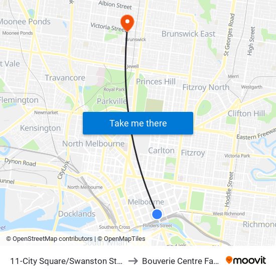 11-City Square/Swanston St (Melbourne City) to Bouverie Centre Family Institute map