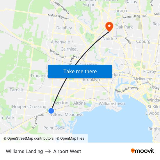 Williams Landing to Airport West map