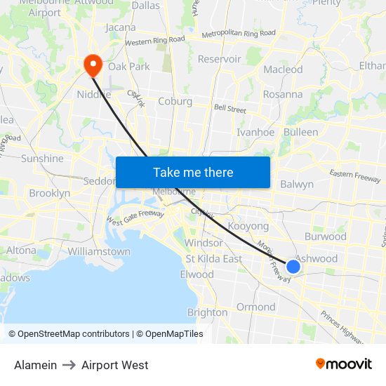 Alamein to Airport West map