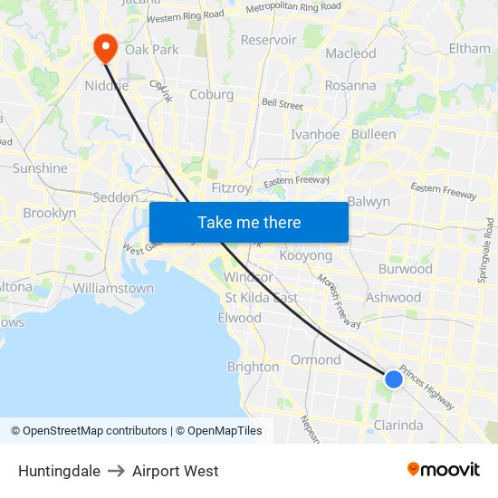 Huntingdale to Airport West map
